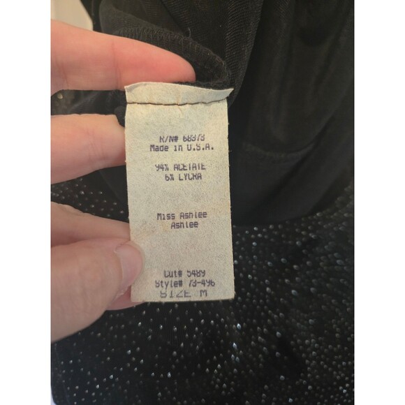 90s Dress Sparkle Midi Party Vintage Black Medium - Picture 6 of 6